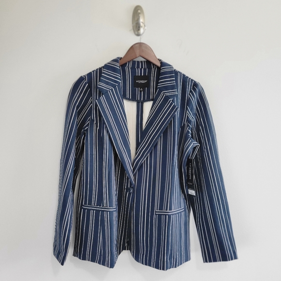 Liverpool Jackets & Blazers - Liverpool Womens Fitted Stripe Blazer Size M Navy Blue Office Workwear